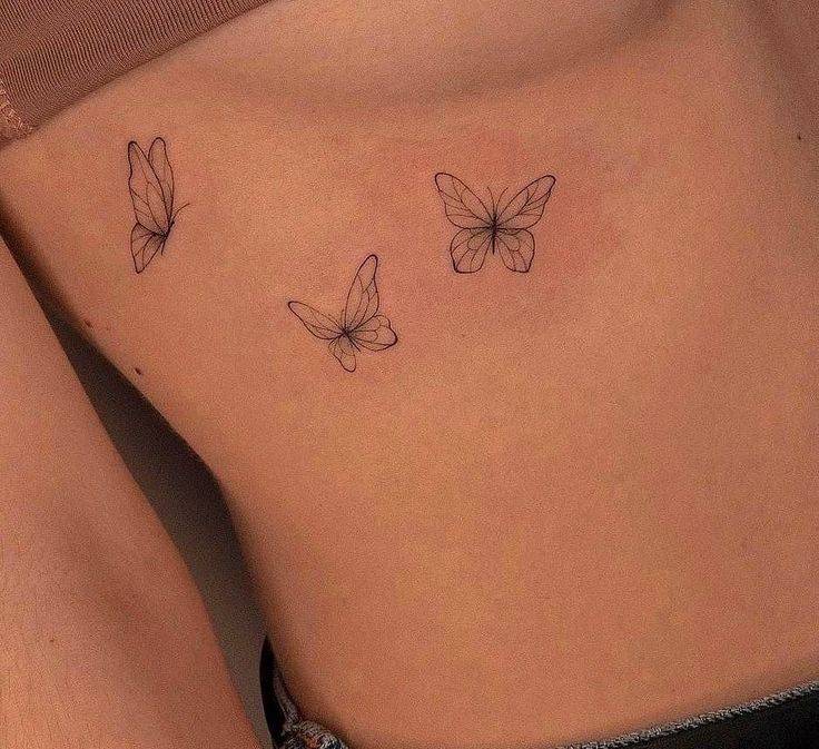 Lower Stomach Tattoos Small, Butterfly Tattoo Under Breast, Zwilling Tattoo, Rib Tattoos For Women, Small Butterfly Tattoo, Small Pretty Tattoos, Petite Tattoos, Stylist Tattoos, Classy Tattoos