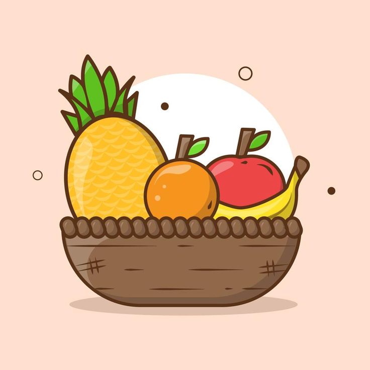 a basket filled with fruit on top of a pink background