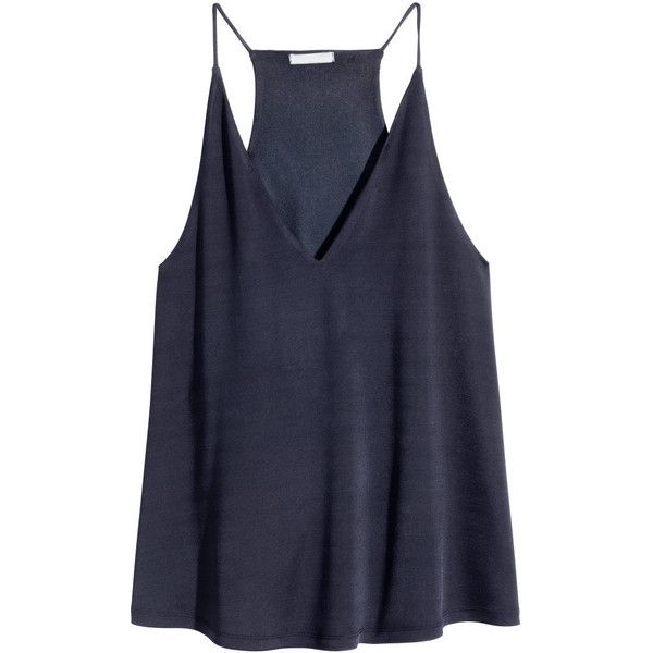 Dark Blue Shirt, Flare Shirt, H&m Tank Top, H&m Shirts, Rayon Shirt, Racerback Top, V Neck Tank Top, Looks Style, Top 20