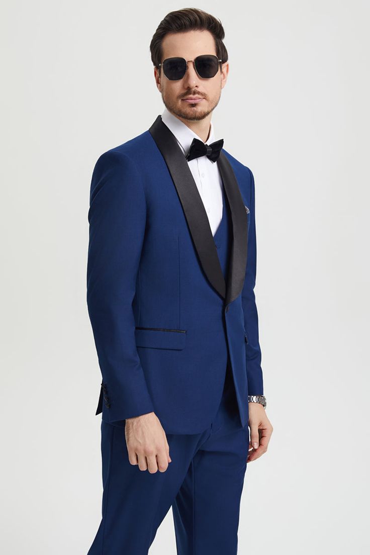 This one button tuxedo by Stacy Adams features a wide black satin shawl lapel, matching pants and vest. This comes in a hybrid fit (Sizes 34-44 = Slim Fit | Sizes 46+ = Modern Fit) Tailored Satin Suits For Formal Occasions, Satin Tuxedo Suits For Wedding, Semi-formal Satin Suits With Notch Lapel, Tailored Satin Business Suit, Tailored Tuxedo Suits For Gala, Satin Tuxedo With Notch Lapel For Formal Events, Tuxedo Suit With Suit Collar For Gala, Tuxedo With Suit Collar For Gala, Tailored Satin Tuxedo For Business