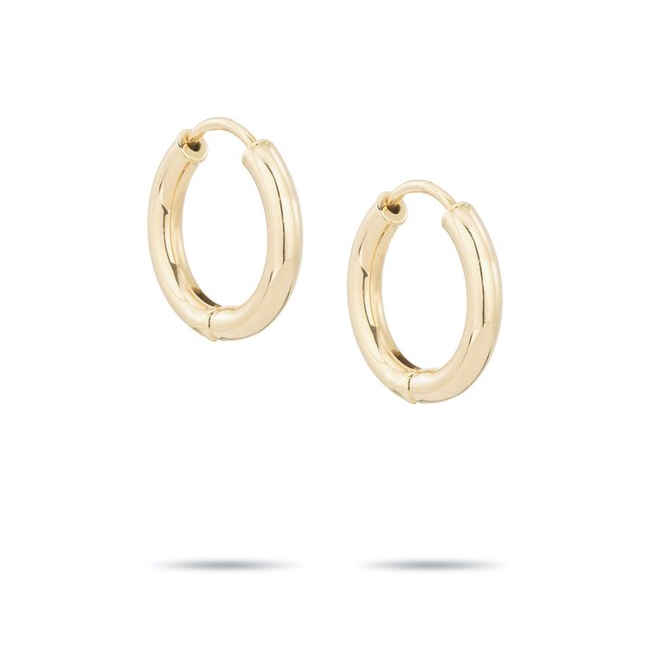 15mm Tube Hoops 14k Yellow Gold Round Hoop Earrings, 14k Gold Small Hoop Huggie Earrings For Formal Occasions, Formal 14k Gold Small Hoop Huggie Earrings, Formal Small Hoop Yellow Gold Earrings, Luxury Everyday Timeless Yellow Gold Hoop Earrings, Classic Small Hoop 14k Gold Earrings, Classic Small Hoop Huggie Earrings In 14k Gold, Timeless 14k Gold Hypoallergenic Hoop Earrings, 14k Gold Hoop Huggie Earrings With Polished Finish