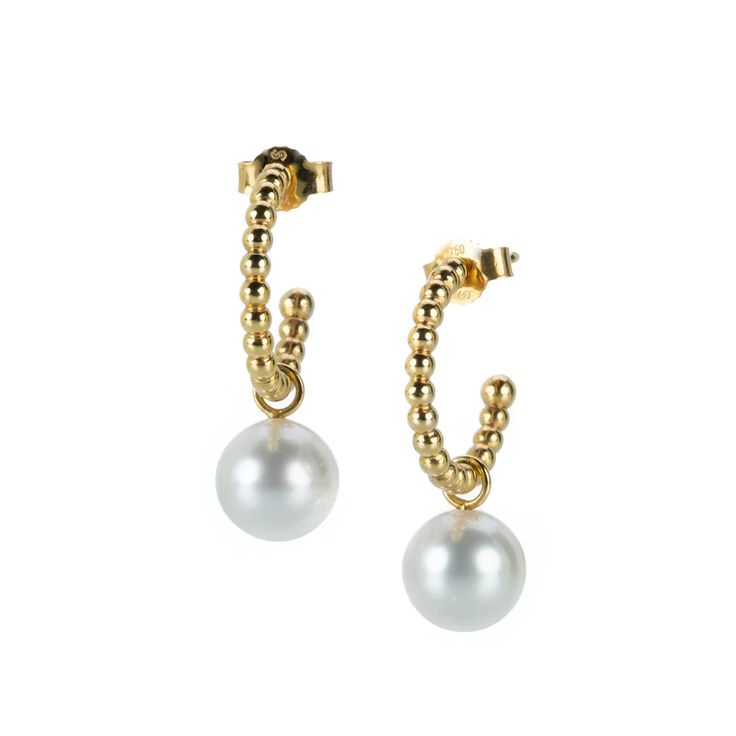 Gellner Rose Gold Hoops with South Sea Pearl Drops | Quadrum Gallery Rose Gold Pearl, Pearl Rose, Hoops Earrings, Sea Pearl, South Sea Pearls, Sea Pearls, South Seas, Rose Gold Jewelry, Gold Hoops