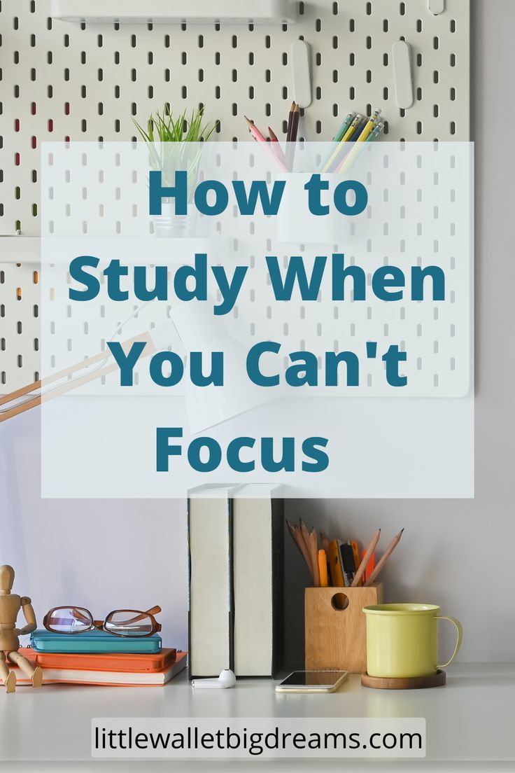 a desk with books, pencils and other items on it that says how to study when you can't focus