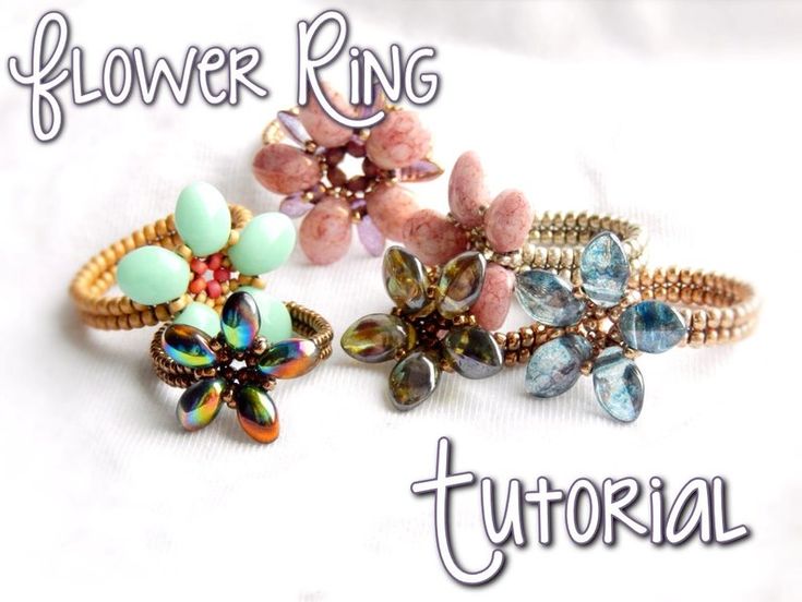 three flower rings sitting on top of each other with the words flower ring written below them