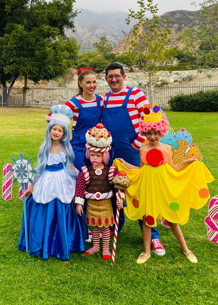 a group of people dressed up in costumes