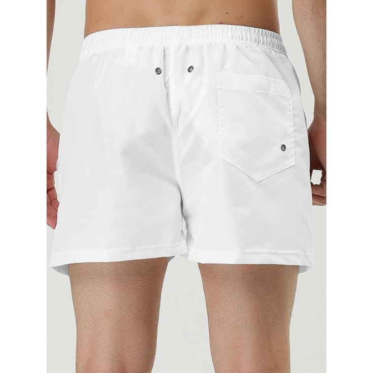 These solid color beach shorts are the ultimate in comfort and style. Made of lightweight and breathable fabric, they keep you comfortable on the summer days. The solid color design is simple and elegant, making them versatile enough to be paired with any shirt or vest. Whether you're swimming, surfing, beach volleyball, or any other sport, or at home, you can wear these stylish shorts. Summer Vacation Swim Trunks With Elastic Waistband, Solid Color Bermuda Bottoms For Beach, Solid Color Beachwear Shorts For Vacation, Solid Bermuda Beach Bottoms, Solid Color Beachwear Shorts For Summer, Solid Bermuda Bottoms For Beach, Summer Beachwear Shorts In Solid Color, Solid Color Summer Beachwear Shorts, White Solid Color Bottoms For Beach