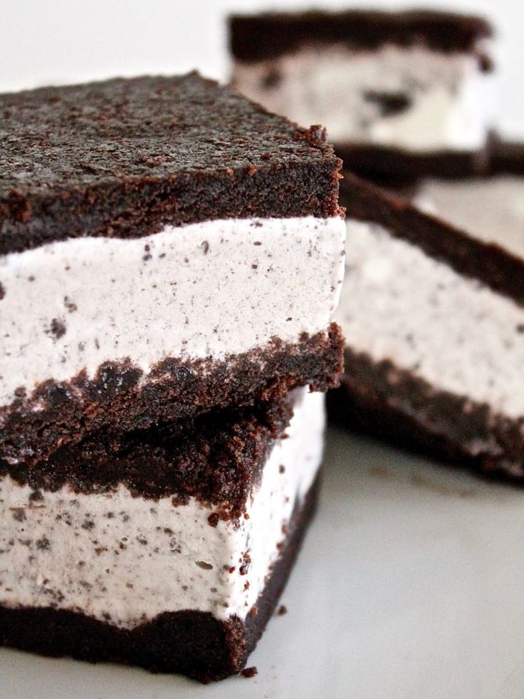 three pieces of ice cream cake on a plate