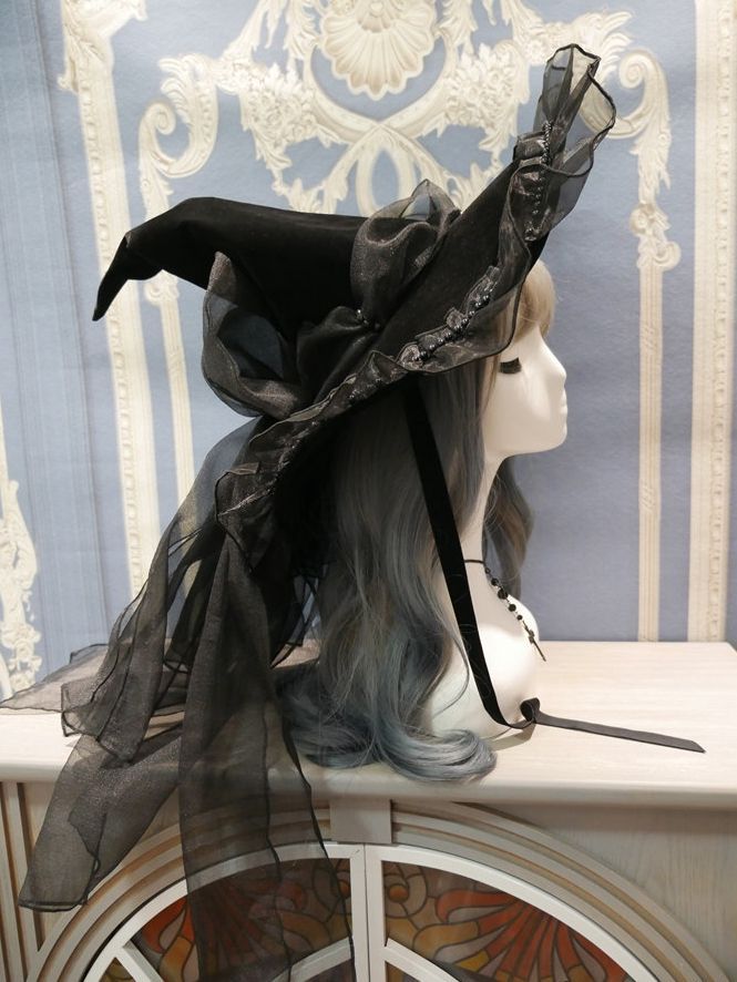 This price is for a hat only. Witch Hats Costume, Retro Witch, Witch Costumes, Wizard Hat, Witch Dress, Pearl Lace, Magic Hat, Witch Halloween Costume, Long Veil