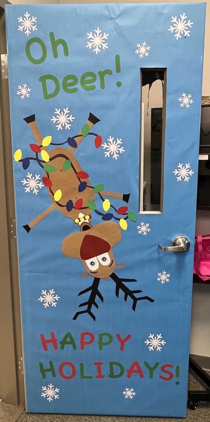 a door decorated to look like a reindeer