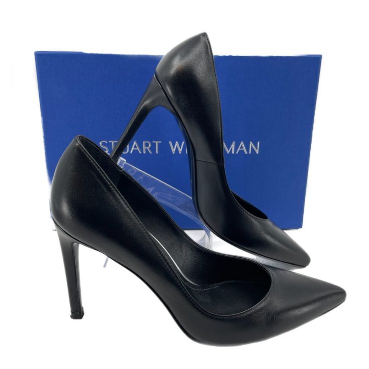 Step Into A World Of Elegance And Sophistication With These Stunning Stuart Weitzman Black Leather Pointed Toe Stilettos. They're Not Just Shoes, They're A Statement. With Their High Stiletto Heels, You'll Be Walking Tall And Turning Heads Wherever You Go. And Let's Not Forget The Pull-On Closure For Easy Wear. Yes, There Might Be Light Scuffing Around The Exterior, But That Just Adds To Their Charm. They've Got Stories To Tell. And Now, It's Time For You To Create Your Own With Them. Remember, These Aren't Just Shoes... They're Your New Secret Weapon. Features: - Crafted From High-Quality Leather - Chic Pointed Toe Design - High (3-3.9 In) Stiletto Heel For An Elegant Lift - Versatile Soli Leather Pointed Toe Heels For Gala, Formal Court Shoes With Wrapped Heel And Almond Toe, Elegant Court Shoes With Leather Sole And Medium Width, Fitted Court Shoes With Reinforced Heel For Night Out, Leather Heels For Gala, Classic Fitted Heels For Night Out, Fitted Leather Heels For Gala, Luxury Fitted Heels For Gala, Leather Court Shoes With Sculpted Heel For Gala