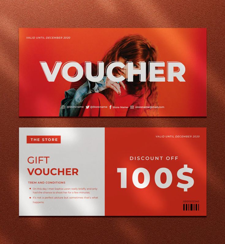 two gift voucher cards with the word voucher written on one side and an image of a woman's face