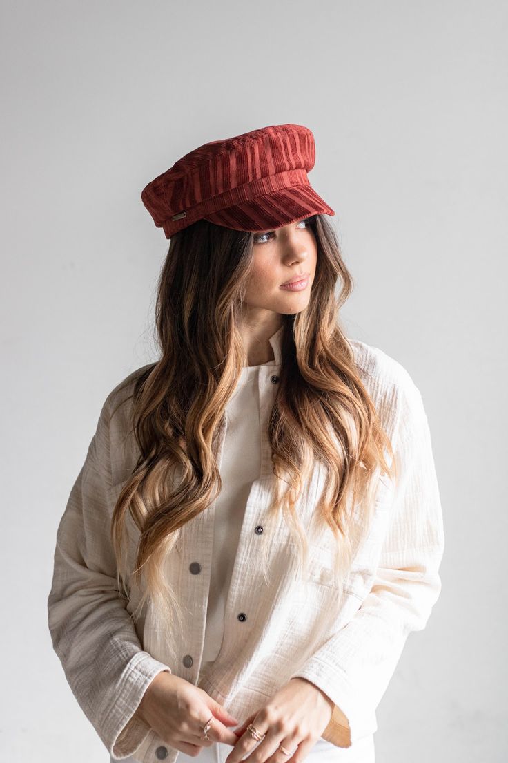 Cotton Flat Cap For Fall, Cotton Cap For Fall, Cotton Hat With Curved Brim For Fall, Curved Brim Cotton Hat For Fall, Fall Cotton Hat With Curved Brim, Red Cotton Hat For Fall, Winter Cotton Baseball Cap With Flat Brim, Flat Brim Cotton Hats For Fall, Casual Corduroy Flat Cap