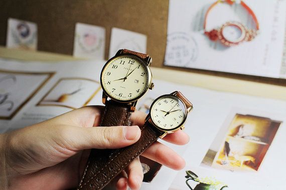 couple watches Round Watches With Date Display As Gift, Gift Watches With Date Display, Timeless Watch Accessories With Date Display As Gift, Brown Analog Display Watch As Gift, Leather Strap Watches As Gifts, Leather Strap Watch As Gift, Wrist Watch Women, Watches Women Leather, Couple Watch