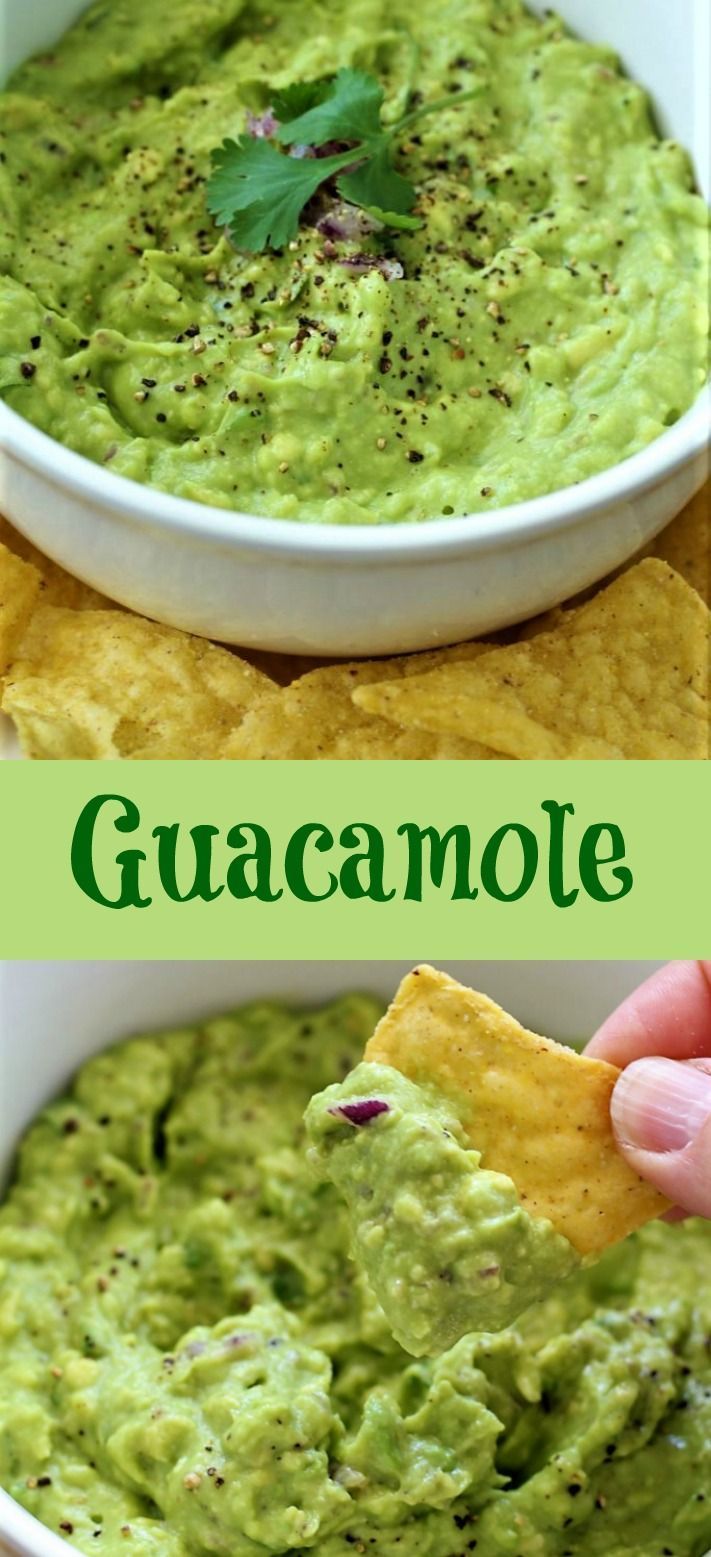 guacamole in a white bowl with tortilla chips