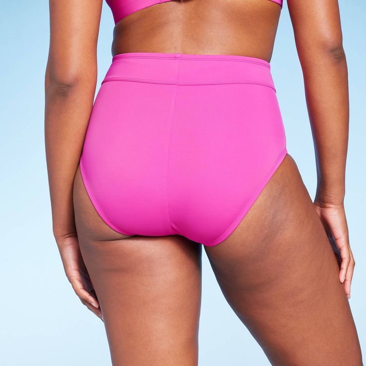 You'll feel great and look stylish during sunny outings in this Tummy Control High-Waist Full Coverage Bikini Bottom from Kona Sol™. Designed with a high-waist cut for a flattering fit, this bikini bottom has an on-trend silhouette that also provides full seat coverage for confident wear. It's made from soft, stretchy material and fully lined so you can be assured you're covered both in the water and out. The tummy control design gives you a slimming fit, and the solid color makes it easy to pai High Waist Swimwear With Built-in Shorts, Solid Color Tankini With Wide Waistband For Poolside, Solid High Waist Stretch Swimwear, High Rise Bottoms For Poolside Spring Season, Solid Color Swimwear With Wide Waistband For Vacation, Solid Swimwear With Wide Waistband For Vacation, Solid Beach Bottoms With Contoured Waistband, Swimwear With Wide Waistband For Vacation, Vacation Swimwear With Wide Waistband