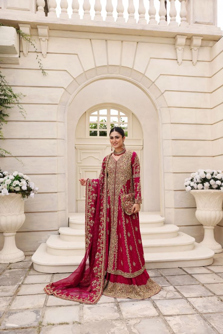 Diya Bridal | Aghanoor Bridal Designer Kundan Anarkali Set With Traditional Drape, Aghanoor Bridal Collection, Wedding Salwar Kameez With Intricate Kundan Embroidery, Salwar Kameez With Intricate Embroidery For Wedding, Gold Anarkali Set In Raw Silk, Gold Chandbali Anarkali Set In Raw Silk, Gold Semi-stitched Anarkali Set With Intricate Embroidery, Wedding Traditional Wear With Resham Embroidery In Jamawar, Semi-stitched Gold Anarkali Set With Intricate Embroidery