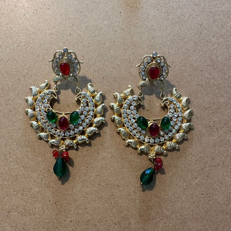 2 Pairs Of New Indian Earring Never Worn $50 Each Festive Costume Jewelry Metal Earrings, Festive Metal Costume Jewelry Earrings, Festive Metal Costume Earrings, Silver Costume Jewelry Earrings For Celebration, Festive Costume Jewelry Dangle Earrings, Festive Round Costume Jewelry Earrings, Gold Costume Jewelry Earrings For Festive Occasions, Festive Gold Costume Jewelry Earrings, Festive Clip-on Drop Earrings