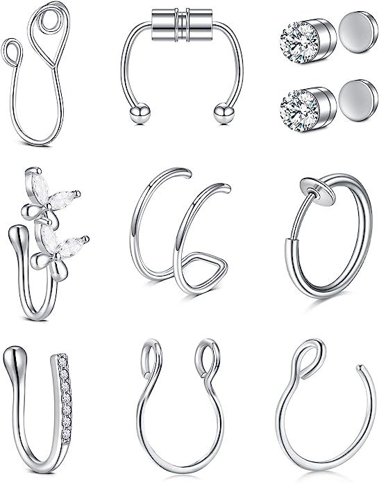 the different types of jewelry are shown in this image, including earrings and rings with diamonds