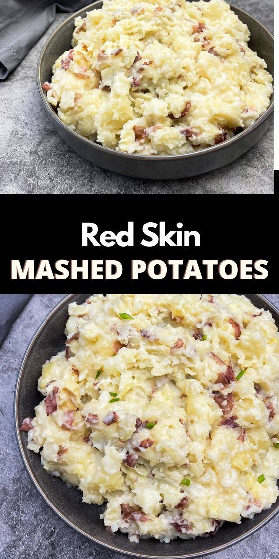 red skin mashed potatoes in a skillet and then topped with bacon, green onions, and parsley