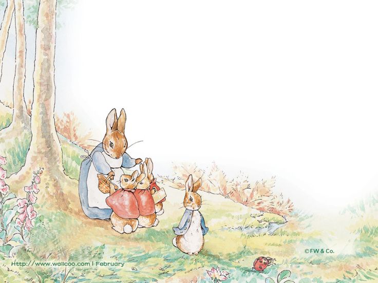 an illustration of peter rabbit and the three little rabbits