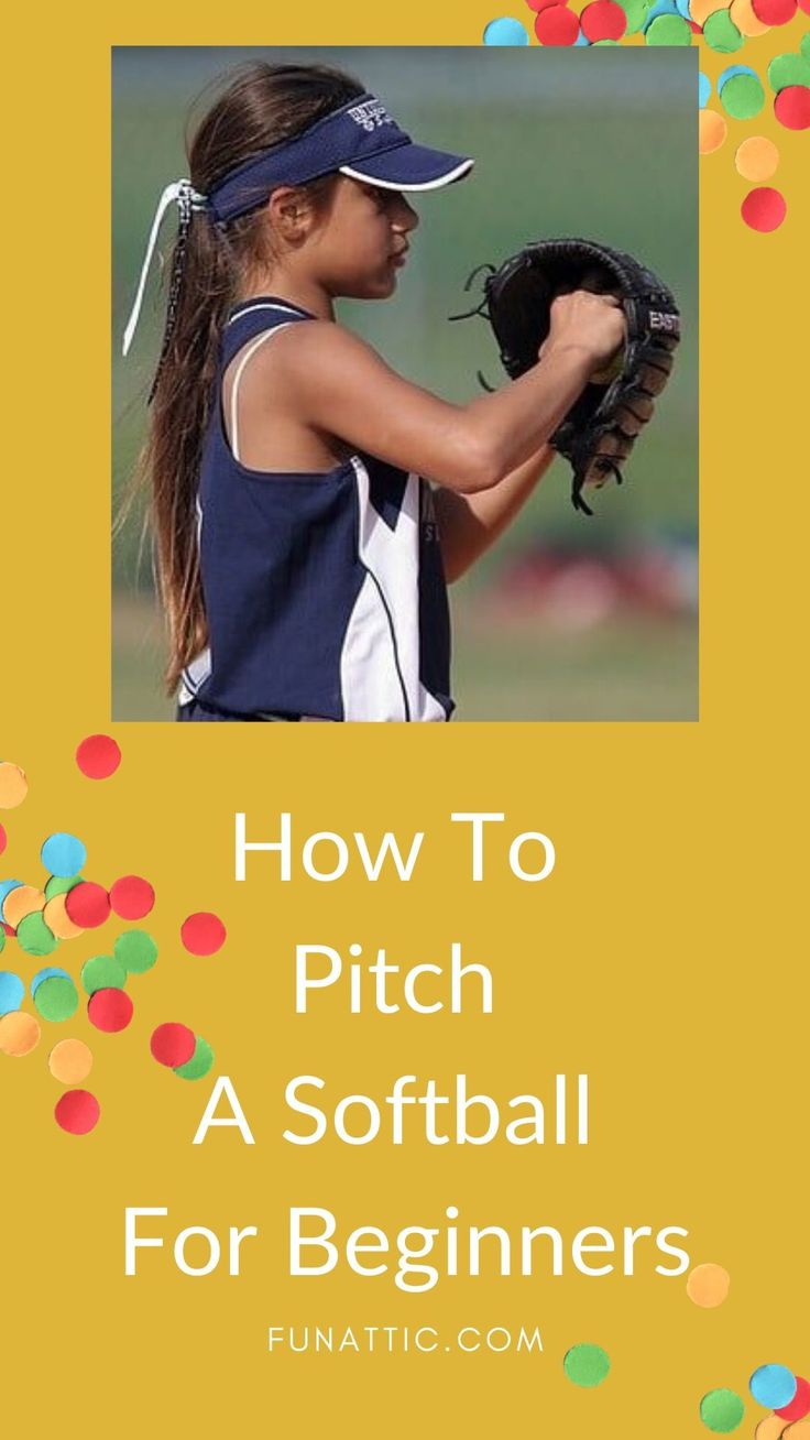 a girl holding a baseball glove with the words how to pitch a softball for beginners