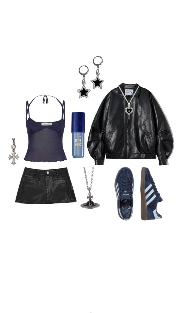 a woman's outfit and accessories including shoes, necklaces, bracelets, sneakers