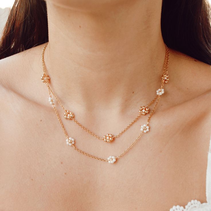 Elevate your style with our chic Daisy Necklace, completely handmade in gleaming gold filled. Each piece is meticulously crafted, ensuring dainty elegance in every detail. Handcrafted in USA DETAILS:Material: 14k gold filledShell Pearls, size 2mm+ 2 inches of extender chainMADE TO ORDER Delicate Gold-tone Clavicle Chain Jewelry, Dainty Yellow Gold Plated Chain Necklace, Delicate Gold-plated Chain Necklace, Dainty Gold Plated Chain Necklace, Gold Plated Delicate Chain Necklace, Gold-tone Gold Plated Chain Necklace For Wedding, Delicate Gold Plated Charm Necklace With Delicate Chain, Delicate Gold Plated Clavicle Chain Necklace, Gold Layered Clavicle Chain Necklace For Wedding