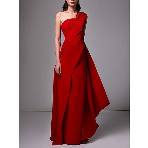 Silhouette:Sheath / Column; Hemline / Train:Sweep / Brush Train; Closure:Side Zipper; Built-In Bra:No; Embellishment:Ruched,Pleats; Fabric:Stretch Chiffon; Sleeve Length:Sleeveless; Tips:Colors may vary slightly due to different monitor settings,Professional dry cleaner only; Boning:No; Style:Elegant; Occasion:Formal; Neckline:One Shoulder; Front page:Evening Gown; Listing Date:10/25/2023; Bust:; Hips:; Hollow to Floor:; Waist: Entourage Gowns, Red Green Dress, Formal Wedding Guest Dress, Formal Wedding Guests, Gown Red, Dress With Pleats, Evening Dresses Online, Cheap Evening Dresses, Dresses Formal Elegant