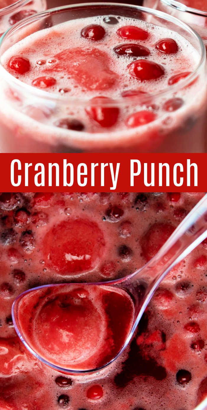 cranberry punch in a glass with spoons