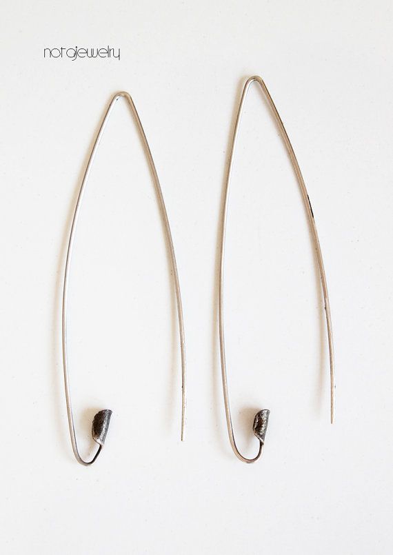 Long silver earrings  Modern drop earrings  by notAjewelry on Etsy, $39.50 Minimalist Teardrop Earrings For Party, Modern Paperclip Earrings For Pierced Ears, Silver Paperclip Everyday Earrings, Minimalist Pierced Metal Cartilage Earrings, Minimalist Metal Pierced Cartilage Earrings, Minimalist Nickel Free Teardrop Wrap Earrings, Minimalist Nickel-free Teardrop Wrap Earrings, Minimalist Safety Pin Jewelry For Pierced Ears, Minimalist Teardrop Nickel-free Wrap Earrings