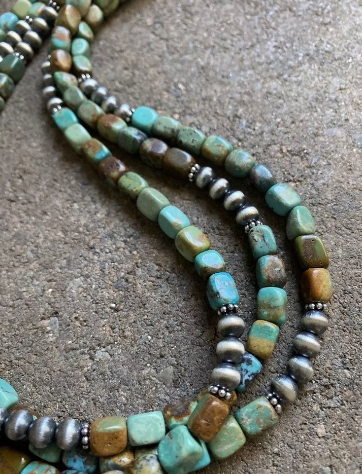 Sterling Silver Multi Strand Blue Green Turquoise Bead Necklace. 24 inch Southwestern Multi-strand Turquoise Jewelry, Turquoise Multi-strand Hand-strung Jewelry, Turquoise Double Strand Polished Bead Jewelry, Turquoise Double Strand Hand-strung Jewelry, Turquoise Beaded Oval Beads Jewelry, Turquoise Polished Oval Beads Jewelry, Turquoise Gemstone Beads Jewelry, Turquoise Long Hand-strung Beaded Necklaces, Turquoise Long Hand-strung Necklace