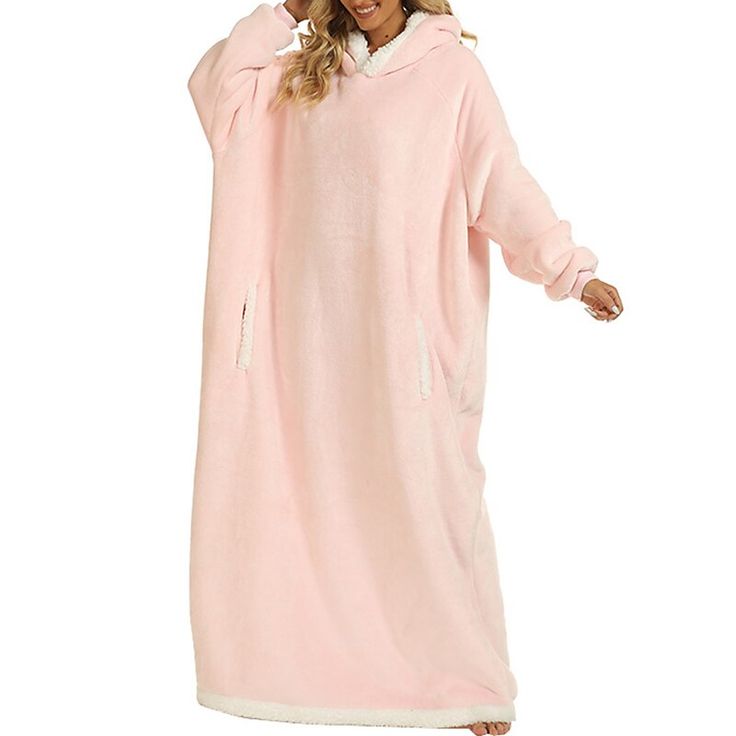 Season:Winter,Fall; Fabric:Flannel; Sleeve Length:Long Sleeve; Gender:Women's; Nightwear Style:Pajamas,Nightgown,Nightshirt,Dress,Wearable Blanket,Hoodie Blanket; Style:Soft,Warm,Plush,Comfort,Casual; Elasticity:Micro-elastic; Occasion:Daily,Bed,Home; Age Group:Adults; Function:Warm,Breathable; Pattern:Pure Color; Design:Pocket; Neckline:Hoodie; Listing Date:09/18/2023 Comfortable Long Sleeve Winter Sleepwear, Comfortable Long Sleeve Sleepwear For Winter, Hooded Fall Sleepwear For Lounging, Hooded Sleepwear For Fall Lounging, Hooded Fall Lounging Sleepwear, Hooded Sleepwear For Lounging In Fall, Super Soft Winter Sleepwear For Home, Super Soft Long Sleeve Sleepwear For Winter, Hooded Fall Season Sleepwear