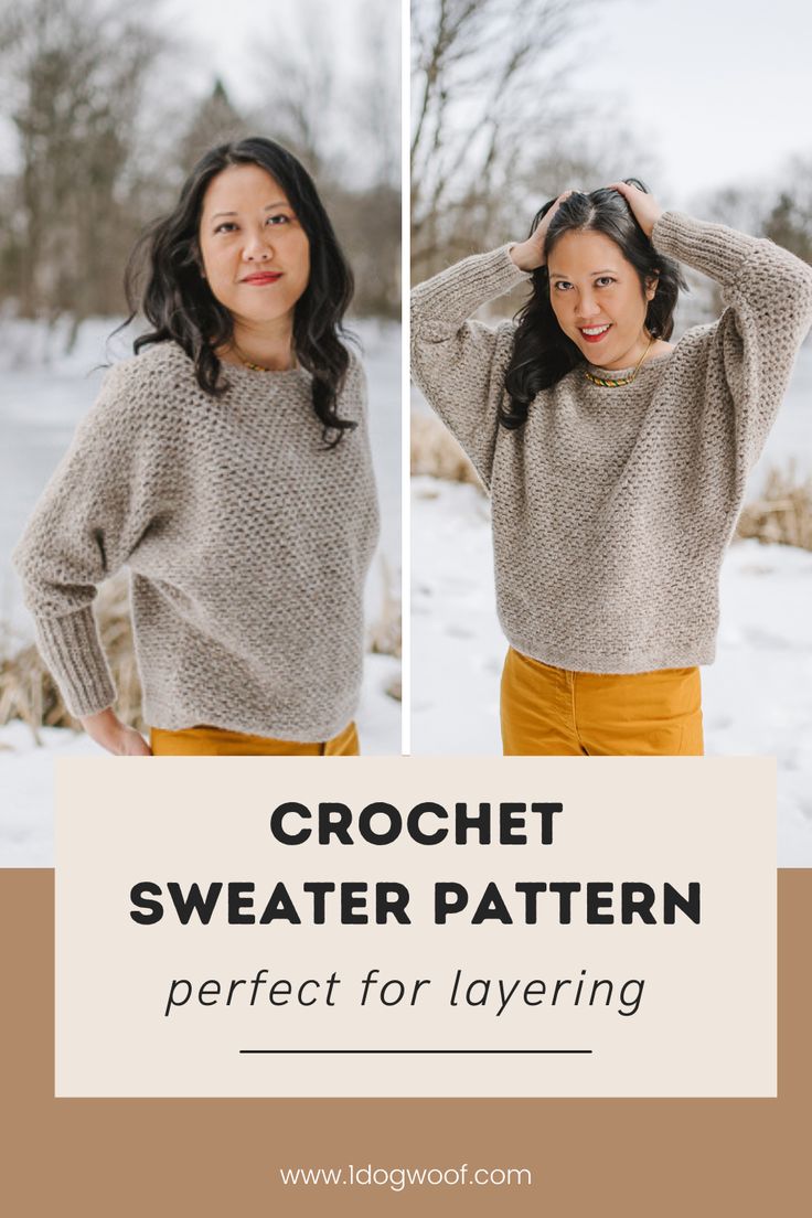 the crochet sweater pattern is perfect for layering in this wintery photo