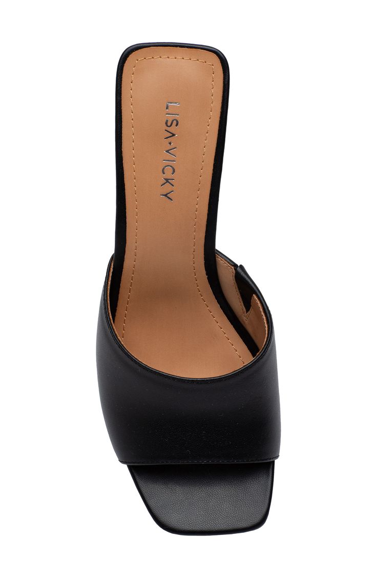 A bold block heel accents the trendy silhouette of a timeless slide sandal with minimalist styling that showcases its premium leather construction. 3" heel Slip-resistant sole Leather upper/synthetic lining/rubber sole Imported London Accessories, Flip Flop Slippers, Clutch Pouch, Beauty Clothes, Designer Crossbody Bags, Ted Baker London, Sandals Brands, Sweaters And Leggings