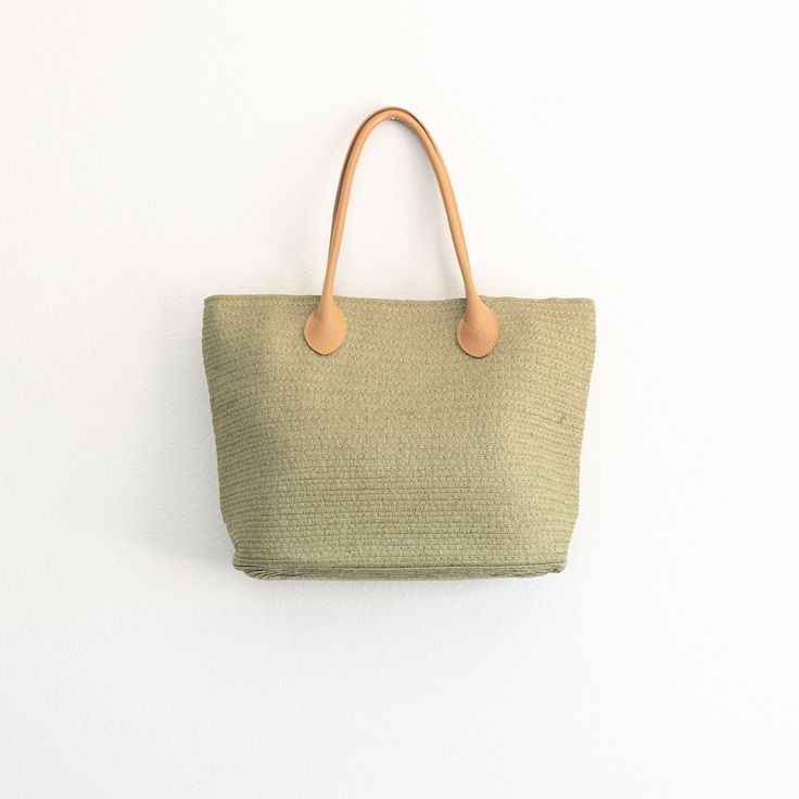 Elena Handbags Elegant Straw Woven Summer Tote Khaki Tote Straw Bag For Daily Use, Everyday Khaki Straw Bag For Summer, Summer Everyday Khaki Straw Bag, Khaki Straw Tote Bag For Everyday Use, Everyday Use Khaki Straw Tote Bag, Khaki Straw Shoulder Bag For Everyday, Everyday Use Khaki Straw Shoulder Bag, Green Jute Tote Beach Bag, Chic Khaki Straw Bag For Summer