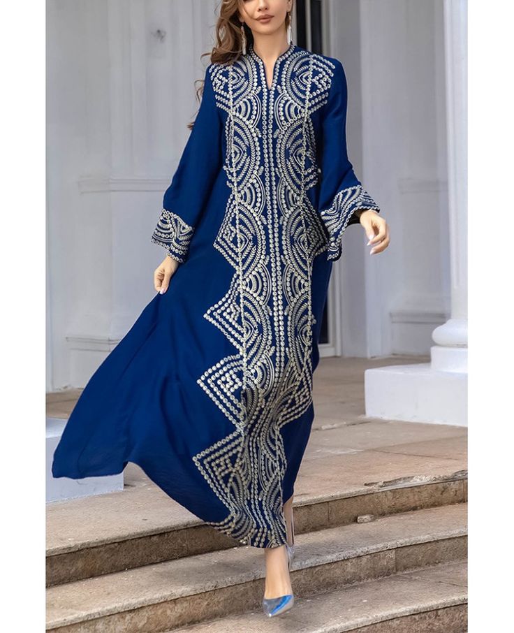 Get 10% off now! Buy blue embroidered batwing long sleeve muslim abaya formal party dress at cheap price online. Free stable shipping and pro custom service since 2009. Long Sleeve Maxi Dress With Dabka Work For Eid, Long Sleeve Dabka Work Kaftan For Eid, Long Sleeve Thobe With Intricate Embroidery For Eid, Eid Thobe With Intricate Embroidery Long Sleeve, Eid Thobe With Intricate Embroidery, Eid Thobe With Resham Embroidery In Maxi Length, Long Sleeve Resham Embroidered Kaftan For Eid, Intricate Embroidered Long Sleeve Dress For Eid, Festive Embroidered Maxi Length Abaya