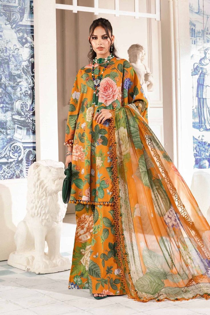 Description Shirt Embroidered Printed Front Printed Back & Sleeves Embroidered Patti Embroidered Patches Color: Orange Fabric: Lawn Trousers Printed Trouser Color: Orange Fabric: Cambric Dupatta Printed Dupatta Color: Orange Fabric: Chiffon Luxury Bollywood Style Long Sleeve Lawn Suit, Luxury Traditional Long Sleeve Lawn Suit, Luxury Silk Bohemian Lawn Suit, Luxury Orange Lawn Suit For Women, Luxury Semi-stitched Orange Salwar Kameez, Luxury Cotton Silk Lawn Suit With Traditional Drape, Luxury Cotton Silk Lawn Suit For Transitional Season, Luxury Silk Lawn Suit For Transitional Season, Luxury Bollywood Style Multicolor Lawn Suit