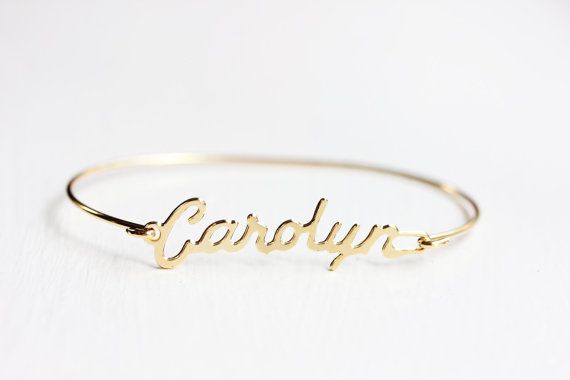 Vintage Name Bracelet - Carolyn Cutest Jewelry, Name Bracelet Gold, Gold Name Bracelet, Vintage Names, Gold Chain Choker, Hook Bracelet, Adorable Outfits, Logo Gallery, Bezel Set Diamond