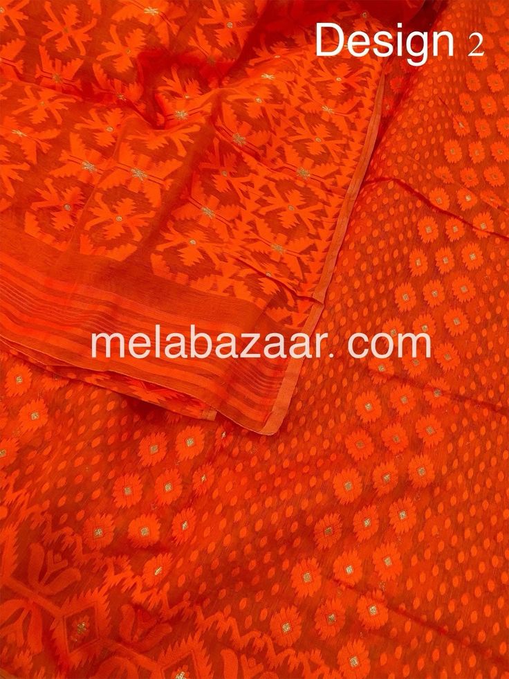 "Vibrant orange soft and lightweight soft Jamdani saree. -Gold zari butas. -Fall attached \"Slight imperfections in weaving are inherent to the zari saree, and are not defects.\" Note: The color of the products may slightly vary according to the lighting conditions and the color calibration of the viewing LED devices. If you would like more clarity before your purchase, please drop us a message ." Orange Saree Set With Cutdana, Orange Cutdana Saree, Orange Handloom Blouse Piece In Traditional Drape, Orange Chanderi Handloom Blouse Piece, Semi-stitched Orange Handloom Blouse Piece, Semi-stitched Handloom Orange Blouse Piece, Traditional Orange Handloom Blouse Piece, Traditional Handloom Orange Blouse Piece, Traditional Drape Handloom Orange Blouse Piece