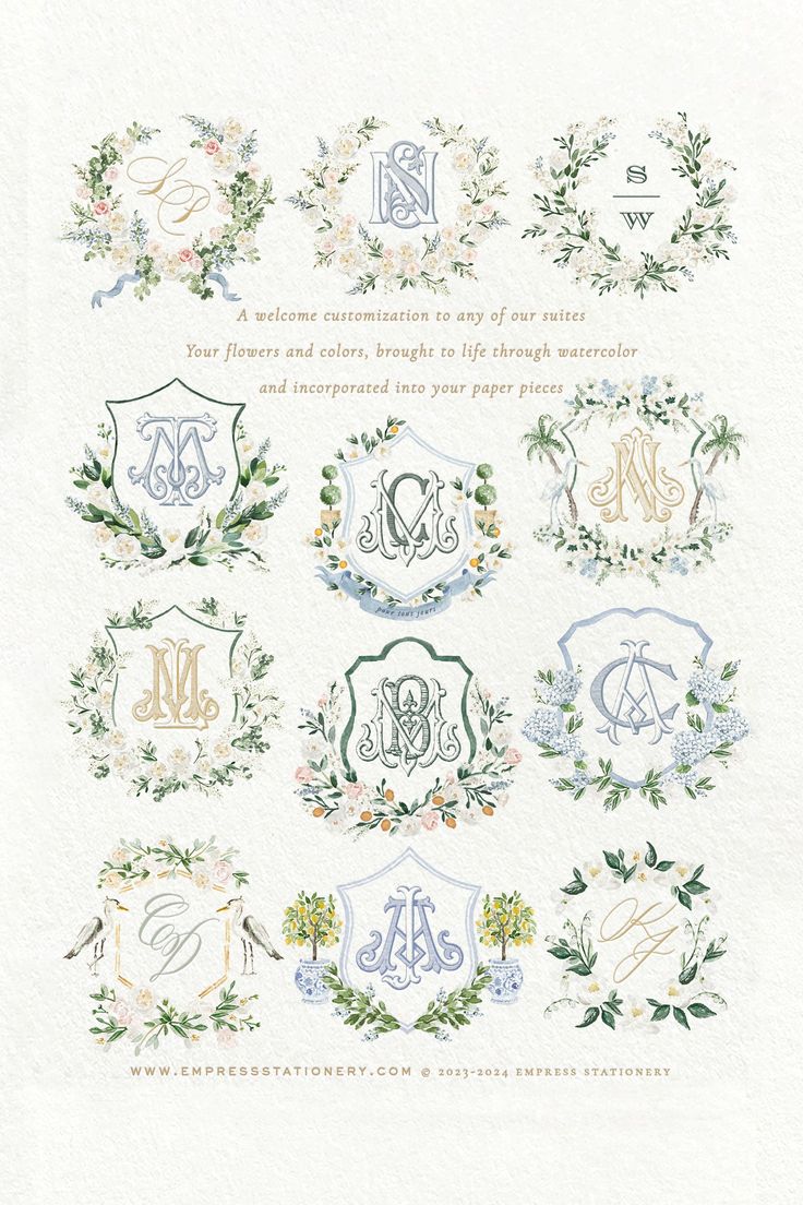 the monograms are all in different colors and designs