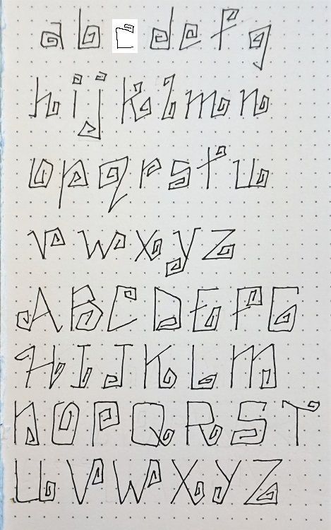 the letters and numbers are written in cursive writing on a sheet of paper