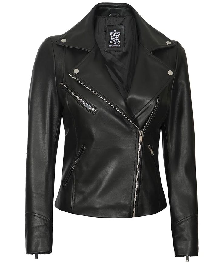 Women's Black Leather Biker Jacket
Gear up yourself with this awesome asymmetrical black leather jacket for women. It is featured with the notch-lapel, asymmetrical closure, three zipper pockets for proper safety of accessories, and zipped cuffs for easiness. Inner polyester lining is given for the comfortable and luxurious feeling and will keep you warm in chilly temperature. Winter Biker Jacket With Asymmetrical Zip, Winter Leather Jacket With Asymmetrical Zip, Asymmetrical Zip Leather Jacket For Biker Events, Black Leather Jacket With Asymmetrical Zip For Biker Events, Edgy Leather Jacket With Asymmetrical Zip For Biker Events, Winter Leather Jacket For Biker Events With Asymmetrical Zip, Edgy Asymmetrical Zip Leather Jacket For Biker Events, Fitted Leather Jacket With Asymmetrical Zip For Biker Events, Winter Biker Leather Jacket With Asymmetrical Zip