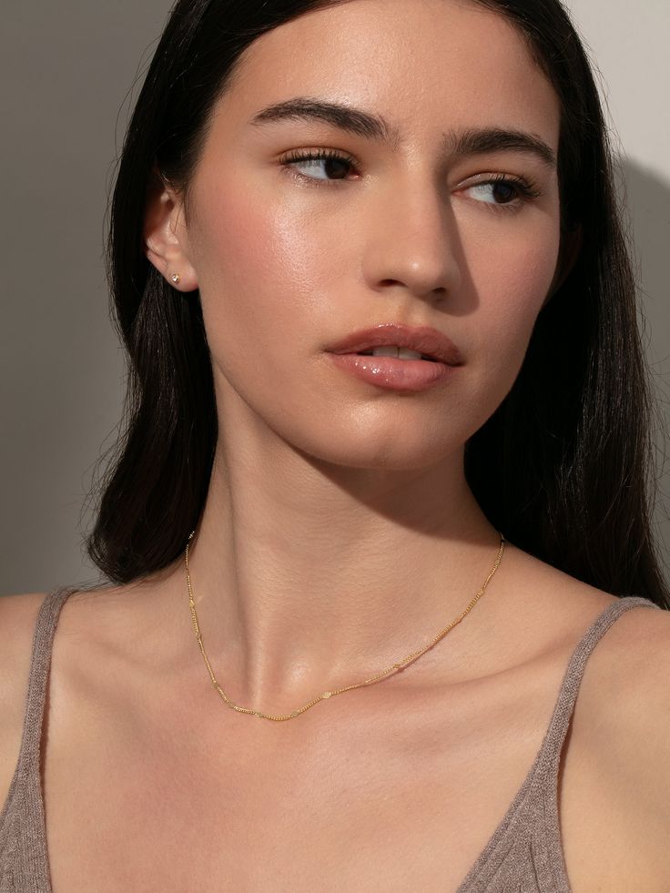 We love a dainty necklace with some added interest, so it’s only right that we’re obsessed with our Alter Ego Chain Necklace. Crafted with a dainty chain necklace and mini diamond-shaped details, this is the perfect everyday necklace. Our stylists like wearing this silver or gold necklace on its own for a minimal look, or layering it with our other chain necklaces. Delicate Charm Necklace With Chain For Everyday, Everyday Delicate Charm Necklace With Delicate Chain, Dainty Everyday Chain Necklace, Delicate Everyday Charm Necklaces, Dainty Cable Chain Necklace For Everyday, Dainty Everyday Satellite Chain Necklace, Everyday Delicate Chain Necklace, Delicate Paperclip Chain Jewelry, Delicate Everyday Satellite Chain Necklaces