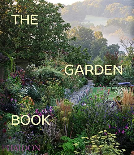 the garden book cover with flowers and trees