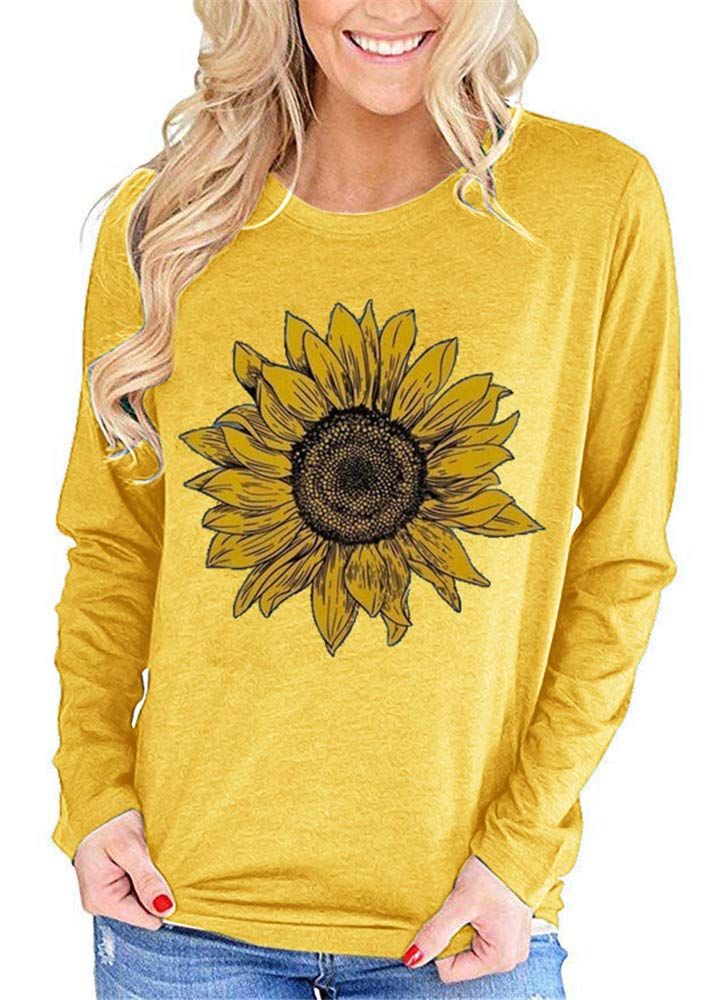 PRICES MAY VARY. Material:Cotton and Polyester.Soft comfortable and sweaty to wear. Design:Sunflower graphic, Round neck, Long sleeve, Lightweight casual top, Basic shirt. Sunflower Shirt Women Funny Flower Graphic Long Sleeve Tee Tops. The casual T-shirt perfect pair with jacket, jeans, leggings for casual, daily wear, climbing, vacation. Package Include:1*women sunflower shirt long sleeve top blouse. Pfvkeree Women's Long Sleeve T Shirt Sunflower Print Cute Funny Graphic Tees Casual Cotton Tee Yellow Long Sleeve Printed Top, Yellow Printed T-shirt For Fall, Yellow T-shirt With Sunflower Design For Spring, Yellow Long Sleeve Printed T-shirt, Yellow Printed Long Sleeve T-shirt, Yellow Printed Relaxed Fit Top, Yellow Printed Tops With Relaxed Fit, Yellow Long Sleeve T-shirt For Spring, Yellow Long Sleeve Tops With Sunflower Print