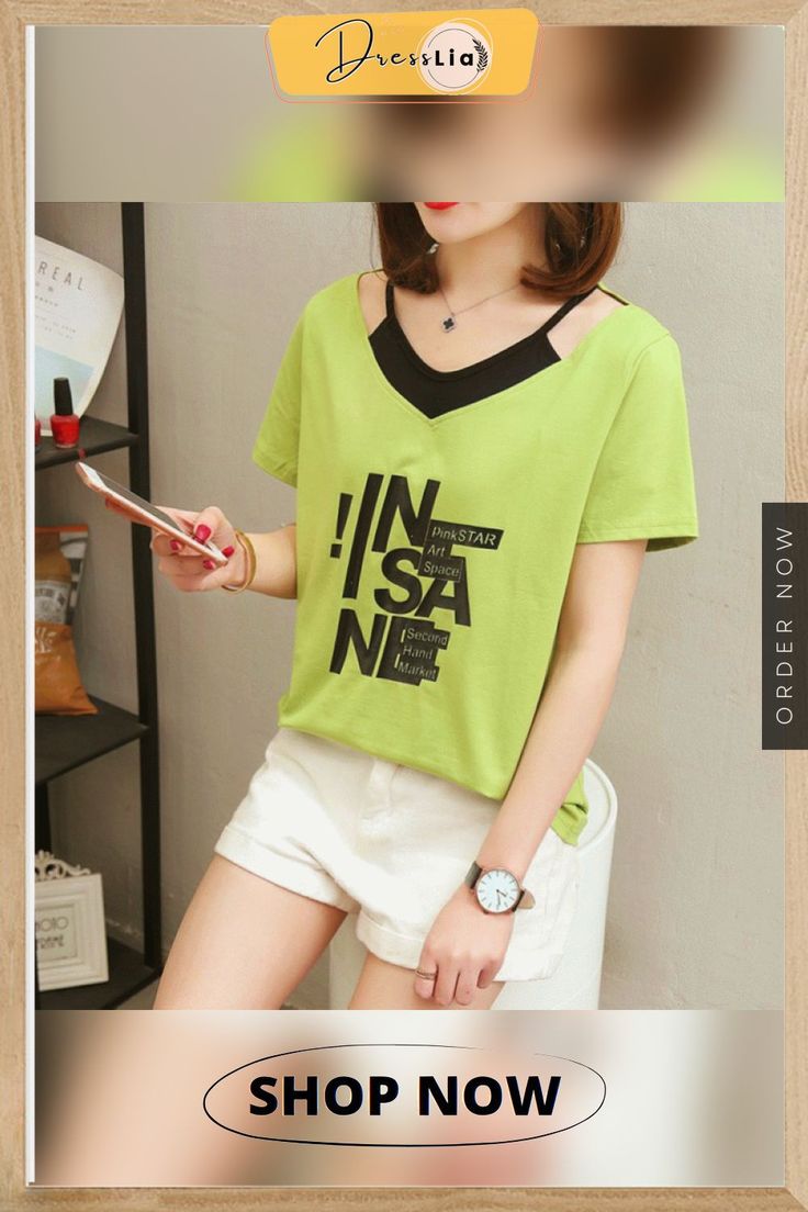 Print V- Neck T Shirt Women T-shirt Cotton Summer Short Sleeve Woman Clothes Womens Tops Korean Style Tee Shirt Femme Cotton V-neck Top With Letter Print, Green V-neck T-shirt With Graphic Print, Trendy Green V-neck T-shirt, Green V-neck Tops With Letter Print, Green V-neck Shirt With Graphic Print, Spring V-neck Shirt With Letter Print, Tops Korean Style, Tops Korean, Woman Clothes