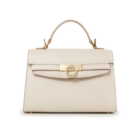 PARISA WANG® | Grace Top Handle Bag Classic Rectangular Flap Bag For Everyday Luxury, High-end Beige Box Bag With Gold-tone Hardware, High-end Everyday Luxury Tote Shoulder Bag, Luxury Everyday Satchel With Top Carry Handle, Luxury Everyday Satchel Bag With Top Carry Handle, Luxury Everyday Beige Bags, High-end Epsom Leather Tote Bag, Everyday Luxury Beige Crossbody Bag, Beige Crossbody Bags For Everyday Luxury