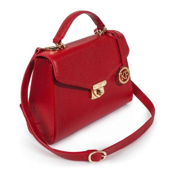 Leather Top Handle Bag, Red Leather Handbag Top Handle, Women's Leather Bag KF-2989 Fox Bag, Designer Leather Bags, Briefcase Women, Red Leather Bag, Red Leather Handbags, Trendy Handbags, Cute Handbags, Red Handbag, Top Handle Bags