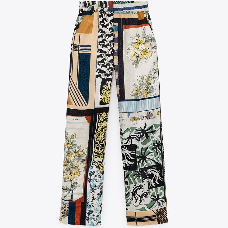 High Waisted Pants With Elastic Waistband. Side Pockets And Back Patch Pockets. Wide Leg. Black Bell Bottoms, Asymmetric Jumpsuit, High Waisted Culottes, Zara Limited Edition, Patchwork Pants, Crochet Knit Dress, Patchwork Shirt, Zara Jumpsuit, Cropped Wide Leg Jeans