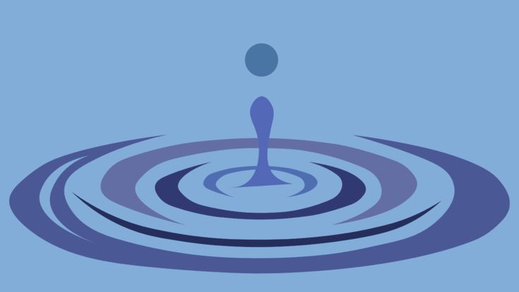 a water drop with a spoon sticking out of it's center in the middle of a blue background